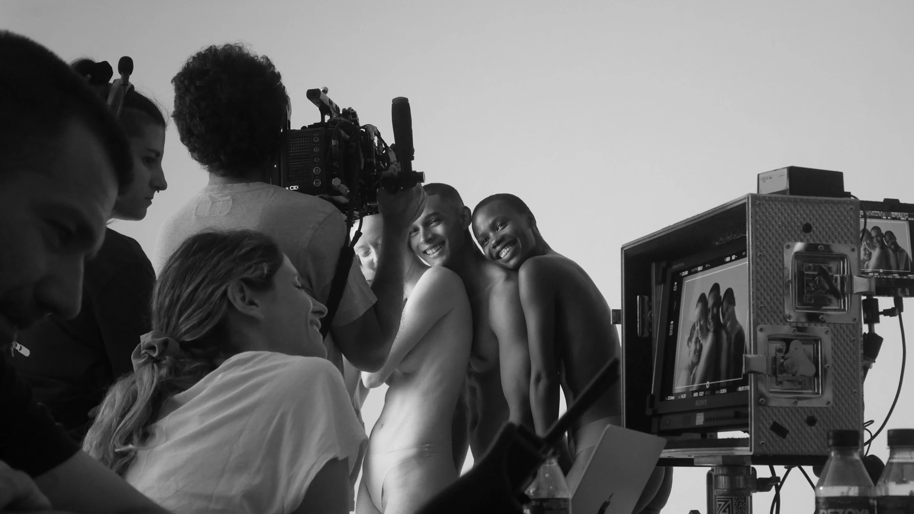 Tasty Studio camera crew filming two models, with the shot on a monitor